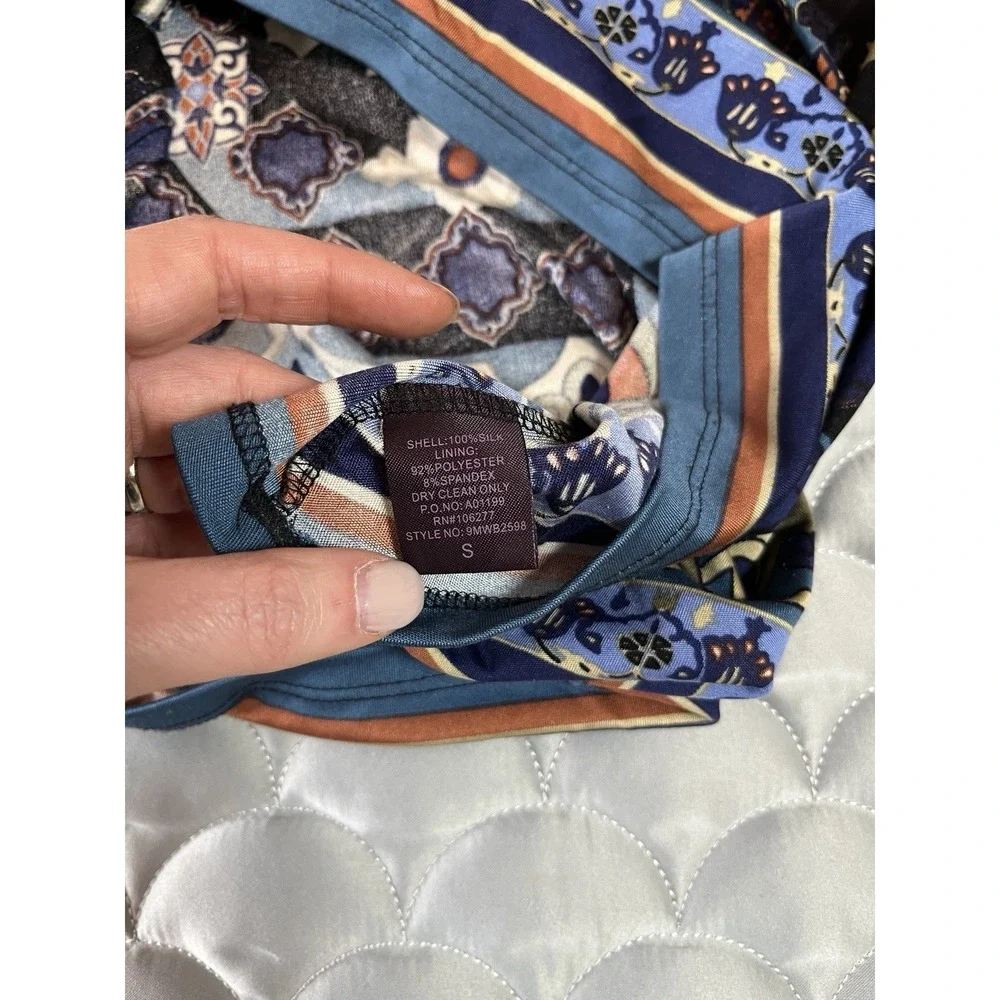 Vtg Hale Bob Silk Blend Tunic Top Sz S Boho Y2K Babydoll Front Tie Floral - Picture 8 of 9